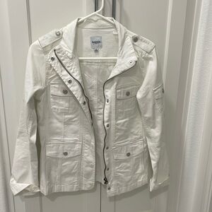 Kensie White Cotton Lightweight Utility style Jacket small